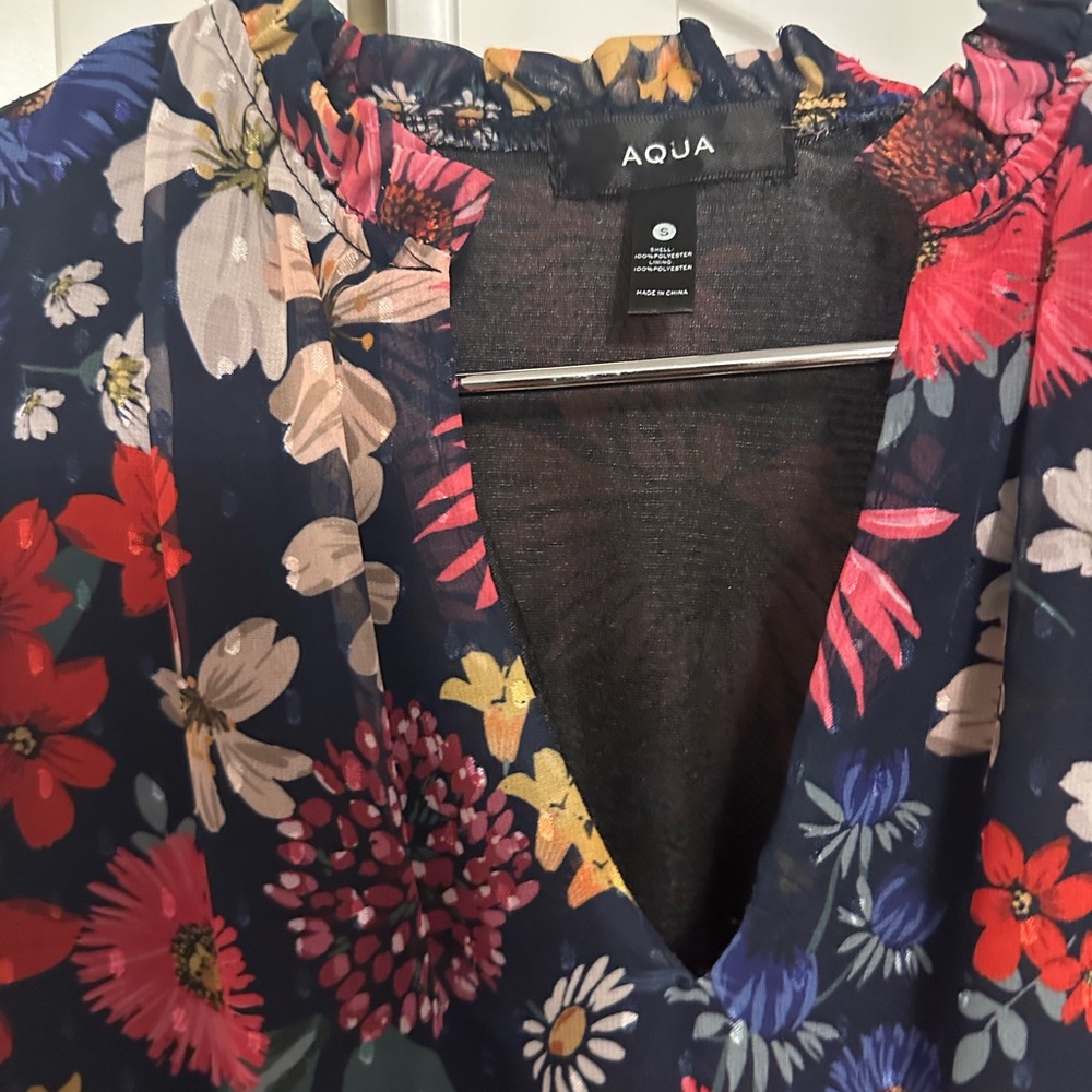 Aqua Multicolor Floral V-Neck dress